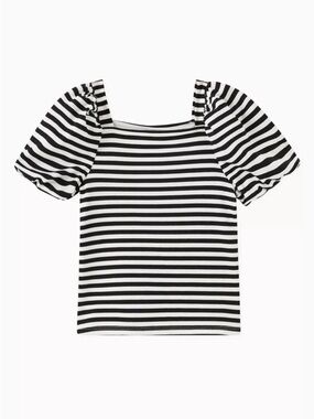 Habitual Black & White Striped Puff-Sleeve Square Neck Top | NEW!